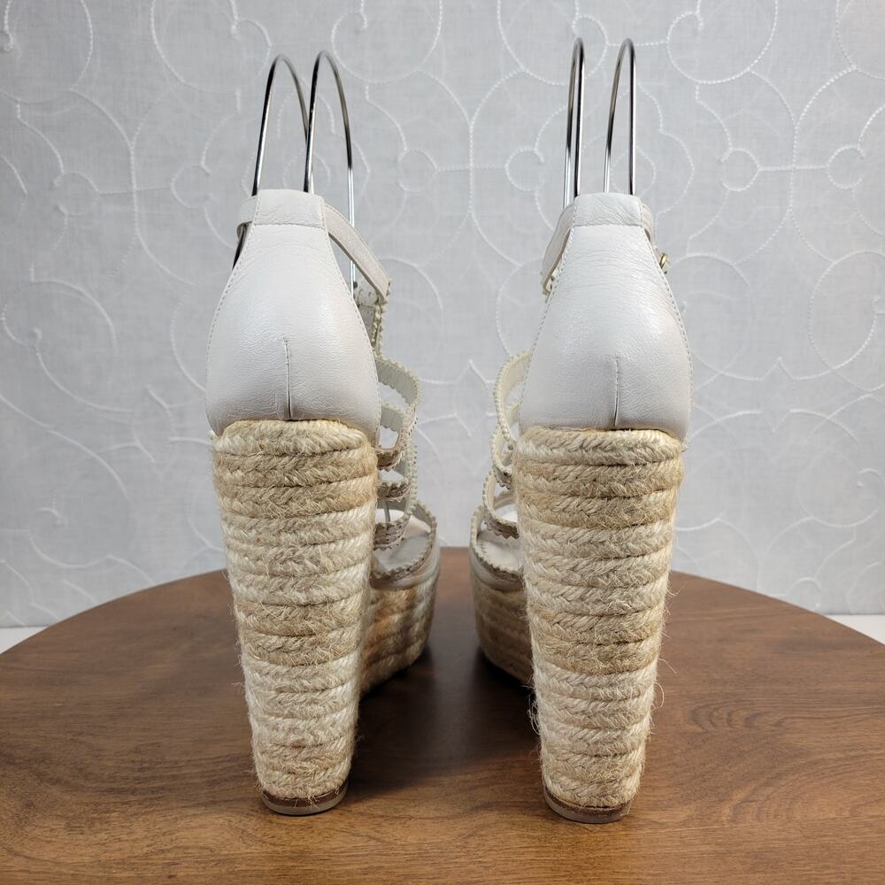 Balenciaga Womens Arena Wedge Sandals 39 US 9 White Strappy Espadrille Platform - Picture 14 of 14